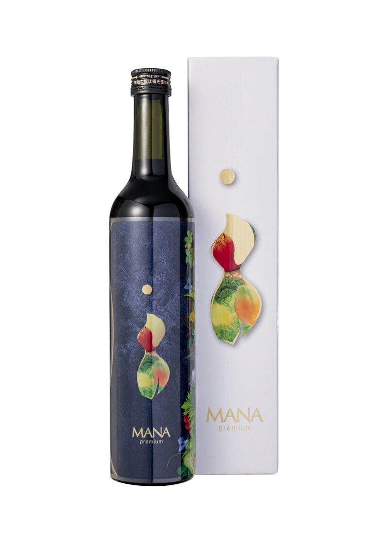 バイタルファスティングで使用する酵素ドリンク「MANA premium」のボトルと化粧箱