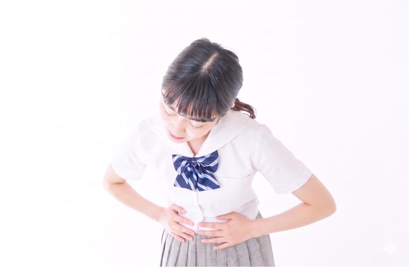 お腹の不調に悩む様子